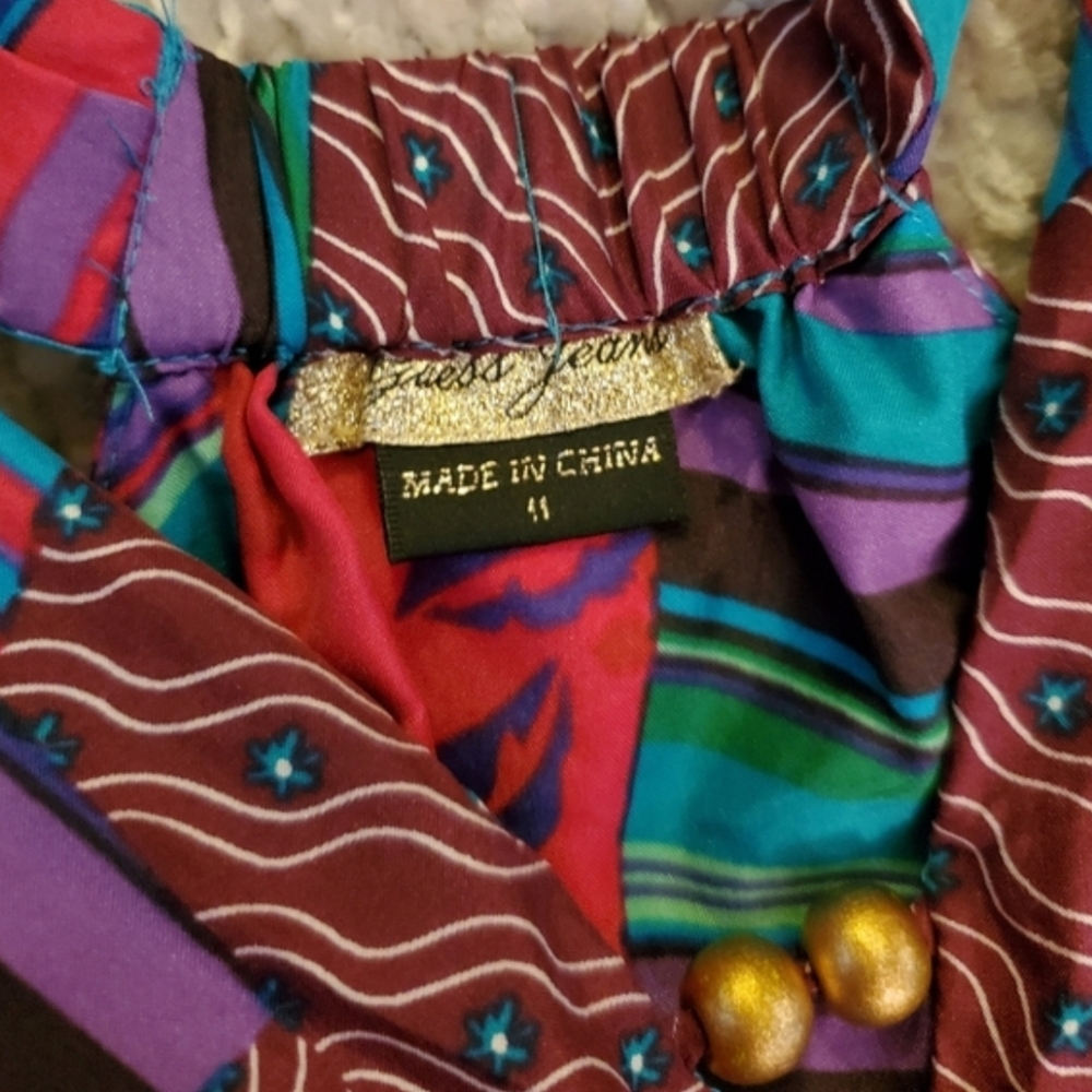 Guess Silk Patchwork Bright Multi Color Dress - image 7